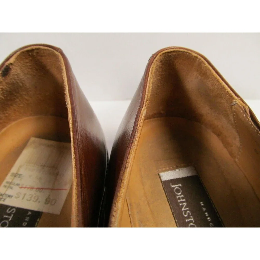Johnston & Murphy Brown Leather Fancy Bike Toe Oxfords Mens Size US 9.5 M